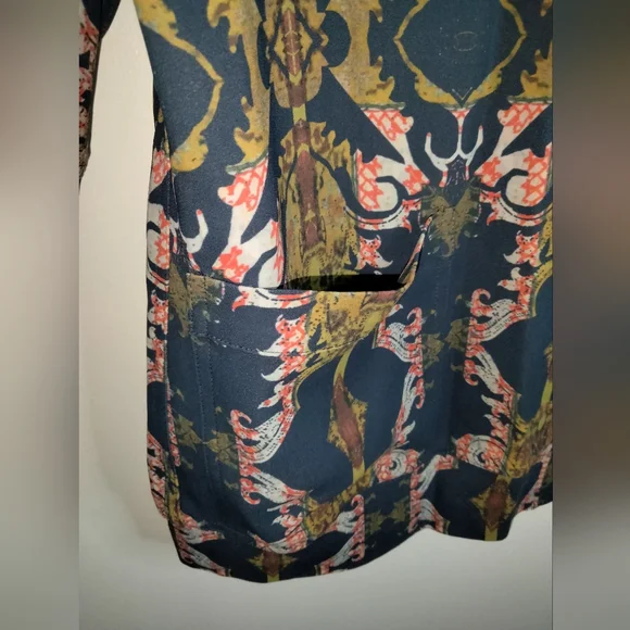 Etro (Size 48) Multicolor Jacquard Patterned LS Button Down Front Pocket Jacket